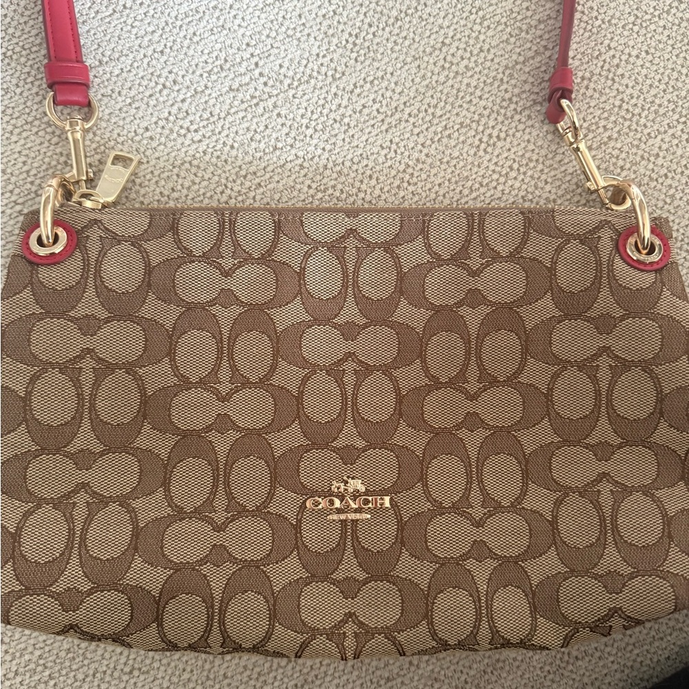 NWOT Coach Brown/Red Logo Shoulder and Crossbody Bag